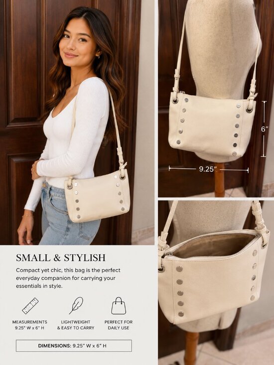 Gloria Ortiz Handbags - Gloria Ortiz Cream Leather Studded Shoulder Bag & Matching Walle | Made in Spain